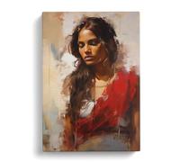 Indian Woman Gestural Art Canvas Print | Gallery Wrapped 30mm Frame Wall Art | 30x20 inches | Ready to Hang | Contemporary People Picture | Living Room Bedroom Lounge Office