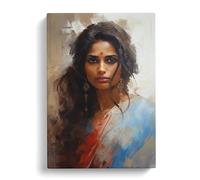 Indian Woman Gestural Art No.2 Canvas Print | Gallery Wrapped 30mm Frame Wall Art | 30x20 inches | Ready to Hang | Contemporary People Picture | Living Room Bedroom Lounge Office
