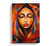 Indian Woman Orphism Art No.3 Canvas Print | Gallery Wrapped 30mm Frame Wall Art | 30x20 inches | Ready to Hang | Contemporary People Picture | Living Room Bedroom Lounge Office