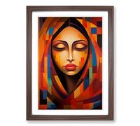 Indian Woman Orphism No.3 Framed Print | A2 Walnut Framed Wall Art | Ready to Hang | Modern Nature Picture | Living Room Bedroom Lounge Office