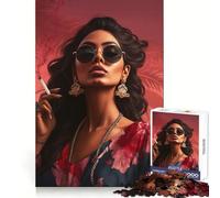 Indian Woman with Smoking Puzzles for Adults 1000 Piece Cognitive Train Perfect Connection Pattern Build Art Display (50x75cm)