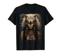 Indian Woman Wolf Value Graphic T-Shirt, Men, Black, S