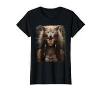 Indian Woman Wolf Value Graphic T-Shirt, Women, Black, S