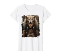Indian Woman Wolf Value Graphic T-Shirt, Women, White, S