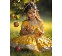 Indian Women Paint by Numbers for Adults, Fruit Paint by Numbers Crystal Art Christmas, Canvas Kits with Acrylic Paint, Hobbies for Adults Women Children, Home Wall Decor (Frameless 24x36in) U-918