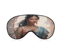 Indian Women Painting Sleeping Mask Sleep Mask for Side Sleeper Relaxing Zero Pressure Night Blindfold Light Block-Out Eye Mask for Sleep with Easy Adjustable Strap