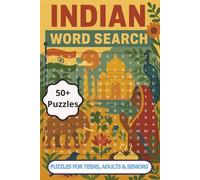Indian Word Search 50+ Puzzles: Explore a variety of puzzles focused on India’s cities, monuments, geography and traditions. Great gift for those who love puzzlers.