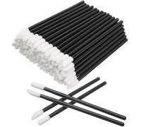 Indiana 50 Pcs Disposable Lip Brush Set Lipstick Lip Gloss Eyeshadow Brushes Travel Kit for Applicator (Black)