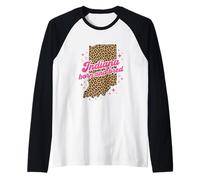 Indiana Born and Bred Leopard Print Raglan Baseball Tee