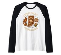 Indiana Christmas Shirt Gingerbread Map Torch Cookie Raglan Baseball Tee