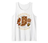 Indiana Christmas Shirt Gingerbread Map Torch Cookie Tank Top
