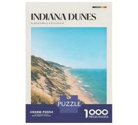 Indiana Dunes National Park Poster 1000 Piece Jigsaw Puzzle, Historic Square Architecture, Premium Paper Puzzle, Decorative Artwork for Travel Lovers, Paper Board, 70x50cm/1000pcs