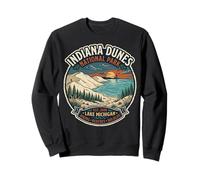 Indiana Dunes National Park Retro Lake Michigan Sunset Badge Sweatshirt