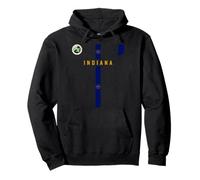 Indiana Flag, Silhouette map of Indiana, state seal Pullover Hoodie