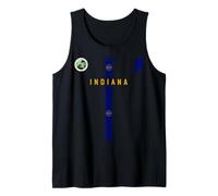 Indiana Flag, Silhouette map of Indiana, state seal Tank Top