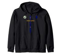 Indiana Flag, Silhouette map of Indiana, state seal Zip Hoodie
