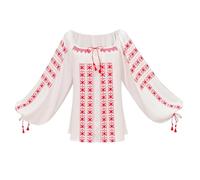 Indiana Jones Marion Ravenwood Cosplay Costume Long Puff Sleeve Top Halloween Costume for Women (S/M)