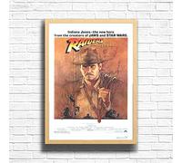 Indiana Jones Raiders of the Lost Ark, 80s Movie Print Vintage Nostalgic Film Poster, A4 A3 Size Frame Options, Home, Pub, Bar Decor Wall Art Print, House gift for movie lovers (A4 Framed (Oak))