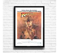 Indiana Jones Raiders of the Lost Ark, 80s Movie Print Vintage Nostalgic Film Poster, A4 A3 Size Frame Options, Home, Pub, Bar Decor Wall Art Print, House gift for movie lovers (A3 Framed (Black))