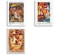 Indiana Jones Raiders of the Lost Ark All Movie Film Posters Cast Signed A4 Poster Photo Print Framed Autograph Gift Harrison Ford, Karen Allen, Paul Freeman (Trilogy A3 Poster Only)