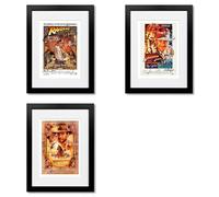 Indiana Jones Raiders of the Lost Ark All Movie Film Posters Cast Signed A4 Poster Photo Print Framed Autograph Gift Harrison Ford, Karen Allen, Paul Freeman (Trilogy A4 Framed & Mounted)