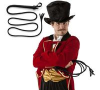 Indiana Jones Style Black Leather Look Bull Whip (2m), Western Cowboy Adventurer, Explorer, Wild West, Circus Ringmaster, Role Play Theme Party Fancy Dress Costume Accessory