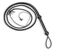 Indiana Jones Style Genuine Cowhide Leather Whip, 90 cm, 8 Braids, Black