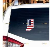 Indiana Map American Flag Sticker Decal Vinyl in Car - 2 Pack Reflective 10.2cm - for Car Boat Laptop Cup