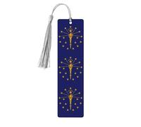 Indiana State Flag 5 Pc Artistic Bookmark Set for Women, Tassel Wooden Bookmarks Study Supplies