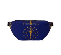 Indiana State Flag Large Crossbody Fanny Pack,Gifts For Enjoy Sports Festival Workout Traveling Running Casual, Black, One Size