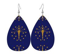Indiana State Flag Leather earrings, European and American style earrings for young women, birthday gifts/Valentine's Day gifts