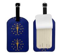 Indiana State Flag Leather Luggage Tag-Personalised ID Bag Tag for Suitcase, Privacy Cover Travel Accessory with Strap for Suitcase Backpack