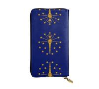 Indiana State Flag Long leather wallet, portable credit card holder, zippered coin purse, and ID compartment
