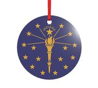 Indiana State Flag Print Acrylic Shaped Pendant for Christmas Holiday Parties,Decorative Hanging Souvenir