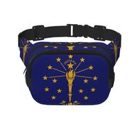 Indiana State Flag Print Waist Pack Square Waist Bag Workout Hiking Running Travel Gym Pretty Zipper Fashion