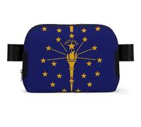 Indiana State Flag Print Waterproof Sling Bag with Large Opening Side Bag Durable Waist Pack for Running Cycling Travel