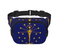 Indiana State Flag Printed Fashion Crossbody Bag, Hiking Waist Bag, Square Double Layer Travel and Fitness Shoulder Bag