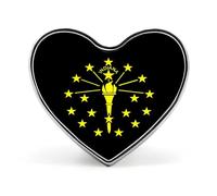 Indiana State Flag Printed Heart Brooches Colorful Fashion Pins Badge for Backpacks Shirts Scarf