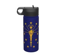 Indiana State Flag Printing The Print 18 Oz Stainless Steel Sports Insulated Kettle with Lid for Adult Men Women