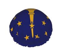 Indiana State Flag Reusable Shower Cap for Women, Double Waterproof Layers Bath Hat, Hair Treatment Essentials