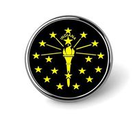 Indiana State Flag Round Brooches Colorful Fashion Button Pins Badge for Backpacks Shirts Scarf