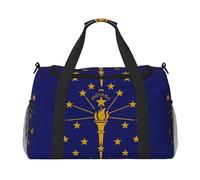 Indiana State Flag Travel Bag, Weekender Bags For Women Men For Outdoor Adventures, Ideal For Camping And Hiking, Black, One Size