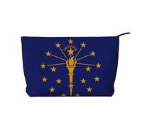 Indiana State Flag Women's corduroy cosmetic bag, portable zipper hand-held wallet, suitable for travel and daily storage of cosmetics,