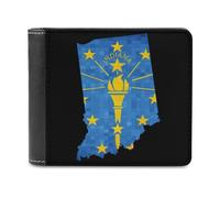 Indiana State Map Bifold Wallet PU Leather Slim Purse Pocket Wallet with Card Holder for Office Travel