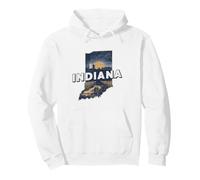 Indiana State Map Road Trip Indianapolis Fort Wayne Carmel Pullover Hoodie