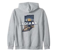 Indiana State Map Road Trip Indianapolis Fort Wayne Carmel Zip Hoodie