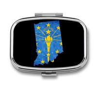 Indiana State Map Travel Pill Organizer 2 Compartments Pill Case Pill Box Containers for Purse Pocket