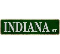 Indiana Street Sign Vintage Metal Tin Sign Bar Cafe Garage Cave Home Room Farmhouse Garden Patio Wall Decor 4x16 Inch