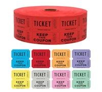 INDIANA TICKET CO. Double Roll Raffle Tickets - 1,000 Red, Events, Fundraiser, Carnival, Fair, Door Prize, Drink/Food Tickets, Classroom Reward, Bingo, Auction, 50/50 Cash Draw. (8 Color Selection)
