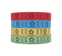 INDIANA TICKET CO. Star Roll Tickets - 2000 Tickets Each in Blue, Red, Yellow, & Green (8000 Total) 1x2 Tickets Admission, Events, Fundraisers, Prizes, Classroom Rewards, Drinks, & More (Pack of 4)